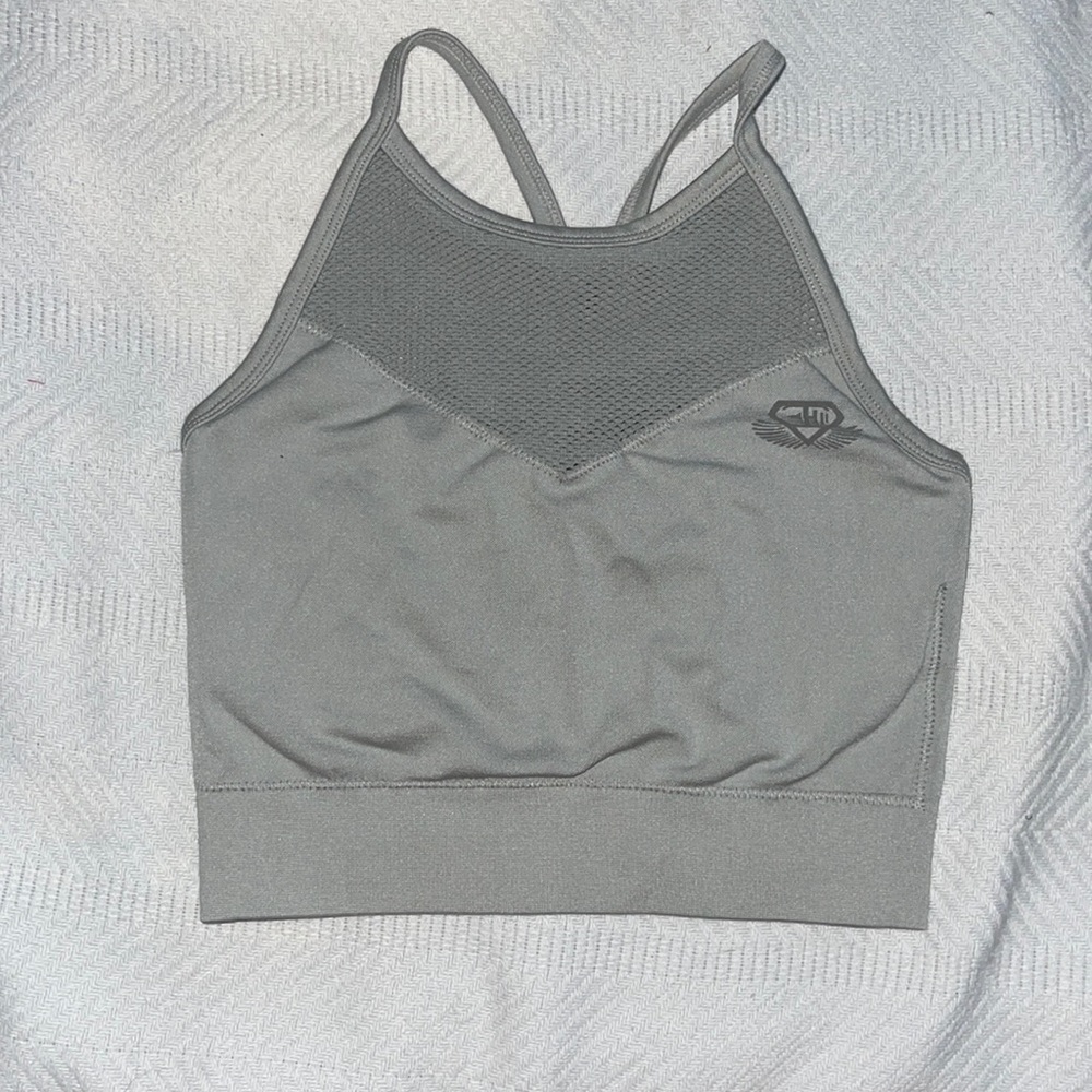 Gray sports bra